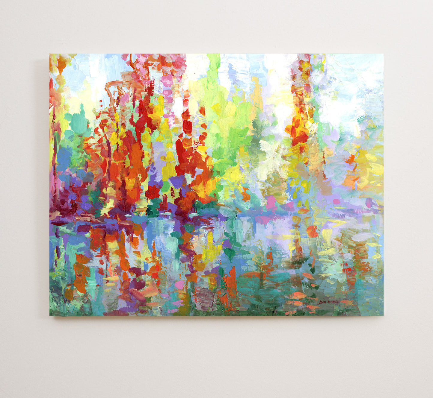 Colorful trees reflected on the lake