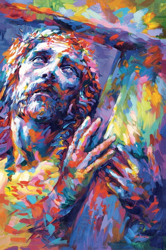 Jesus Christ carrying the cross art