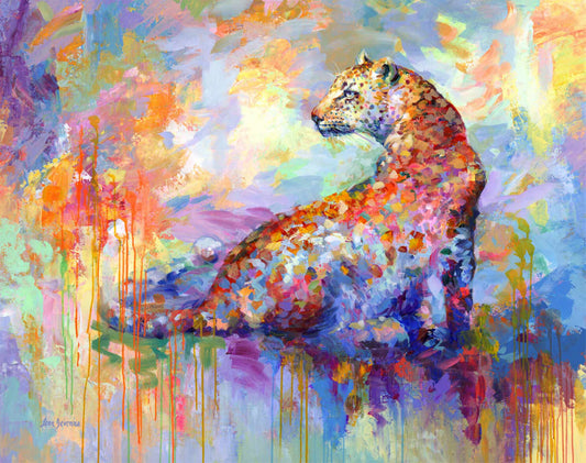 Colorful leopard painting, leopard art
