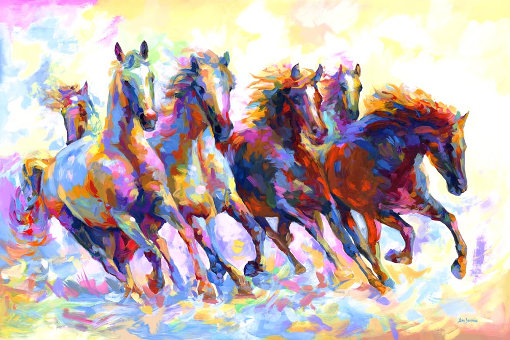 Abstract colorful horses