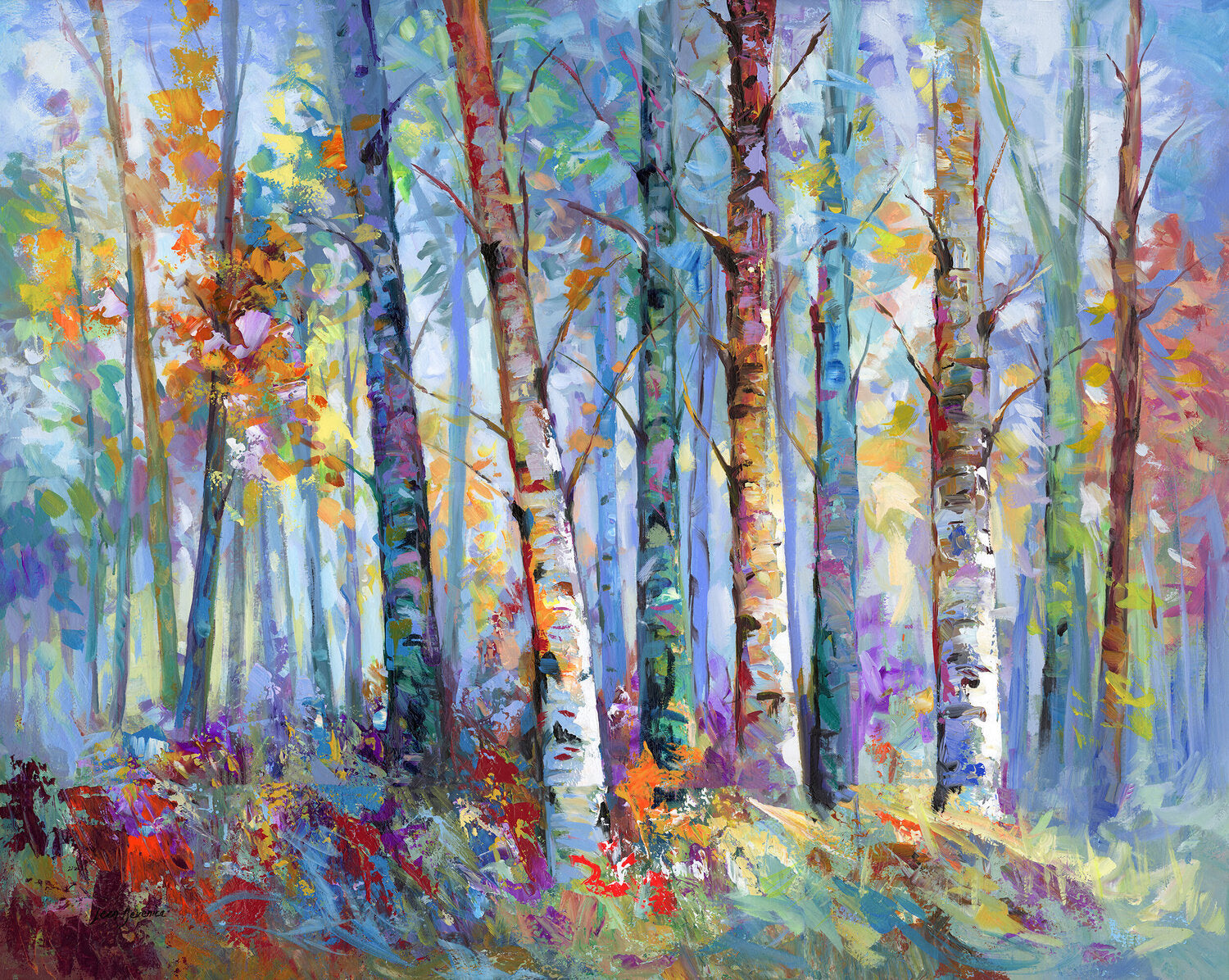 birch tree forest painting 
