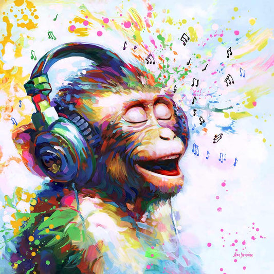 monkey with headphones art