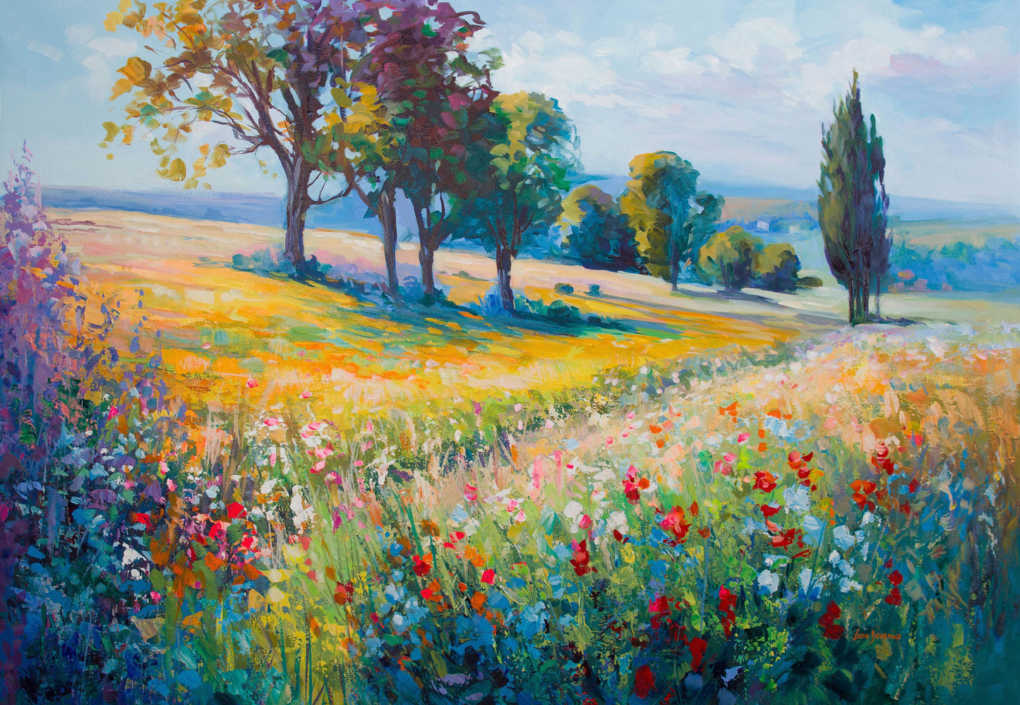 floral landscape painting