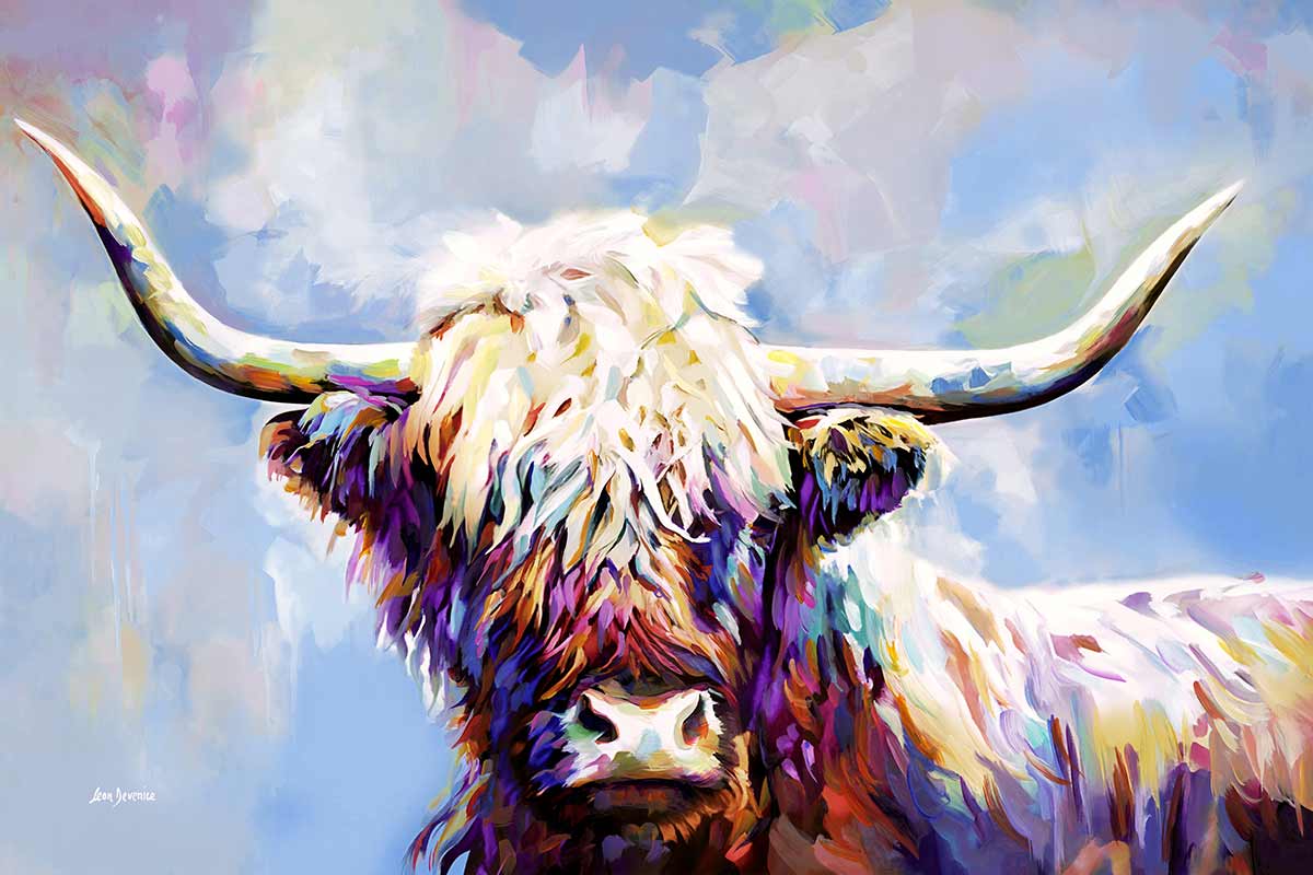 Highland cow painting, highland cow art
