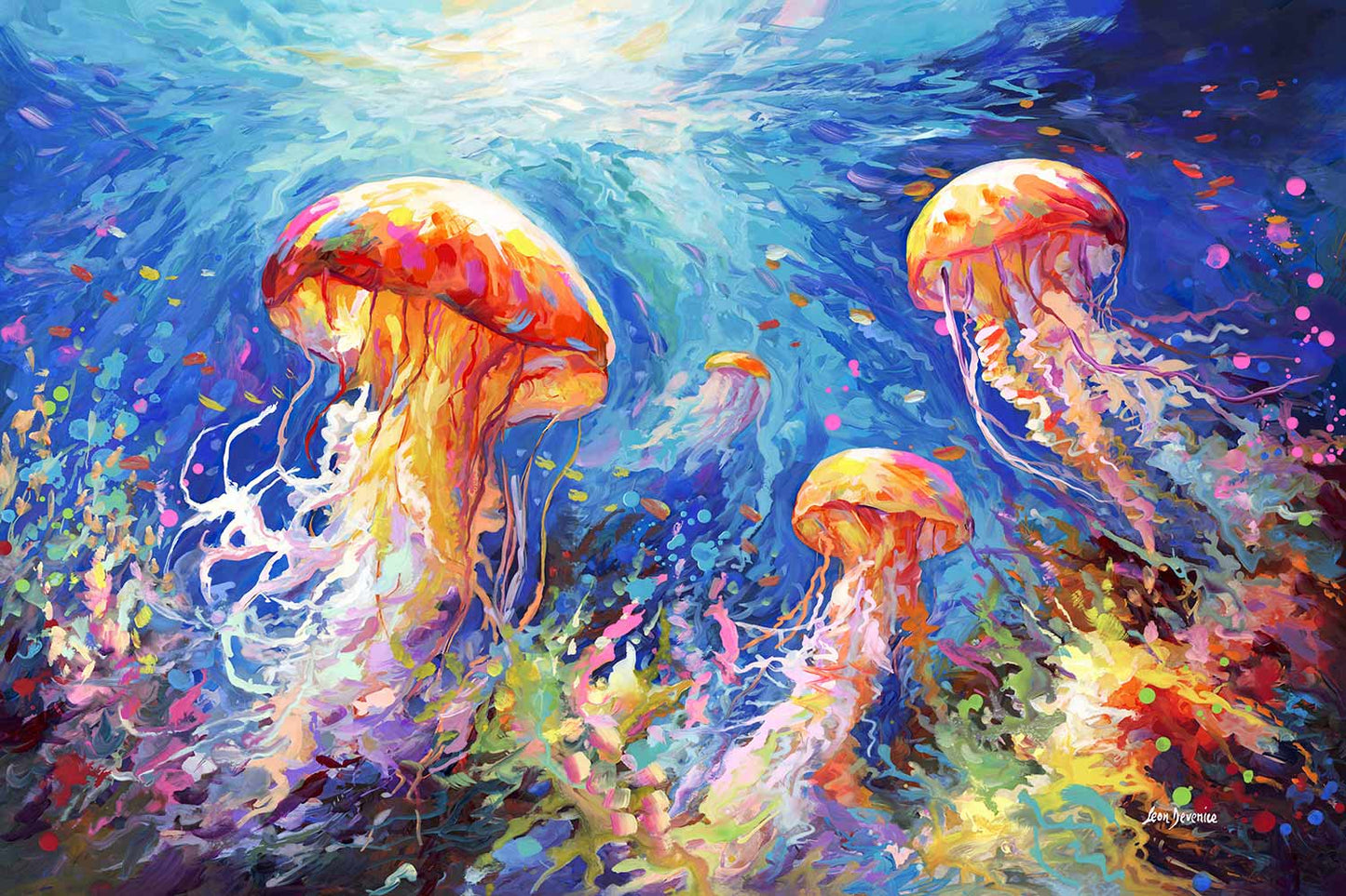 jellyfish painting, jellyfish wall art 