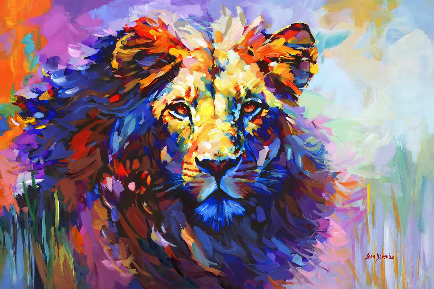 lion painting, lion wall art