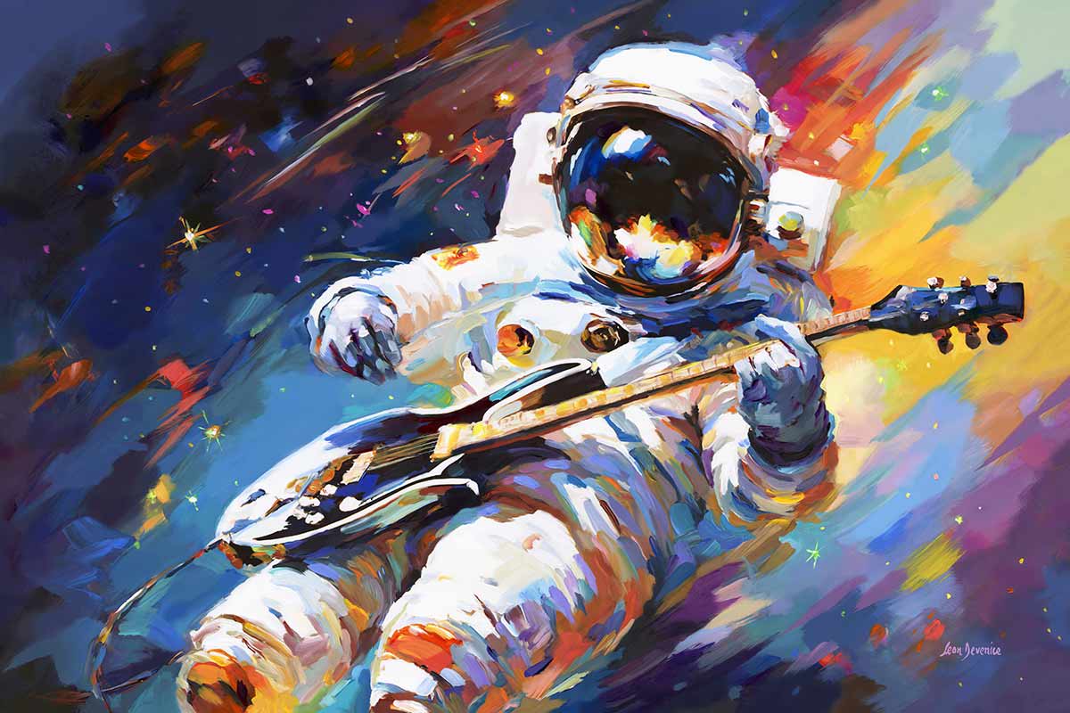 astronaut guitar art