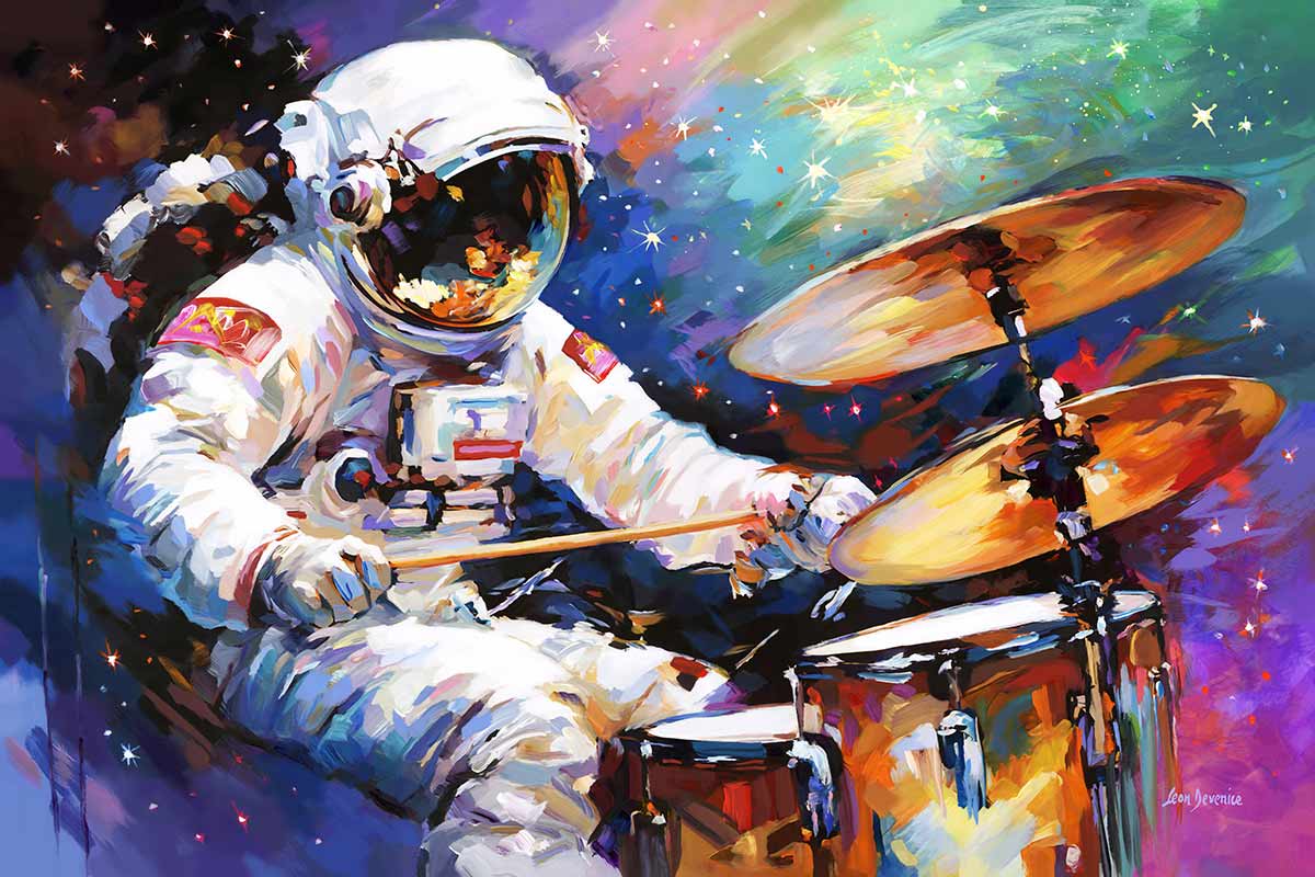 astronaut drums art