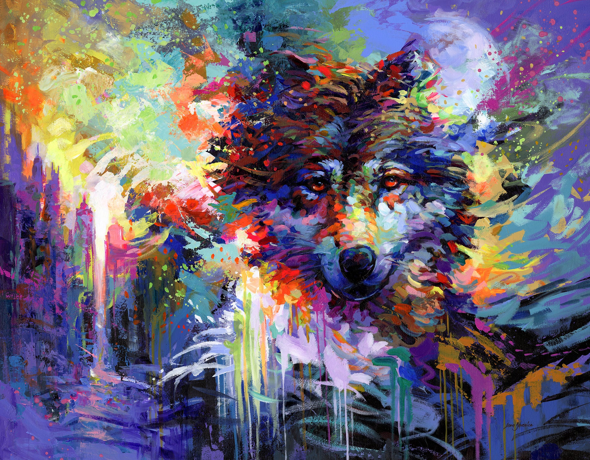 wolf painting , wolf art