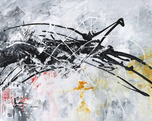 blakc and white abstract painting