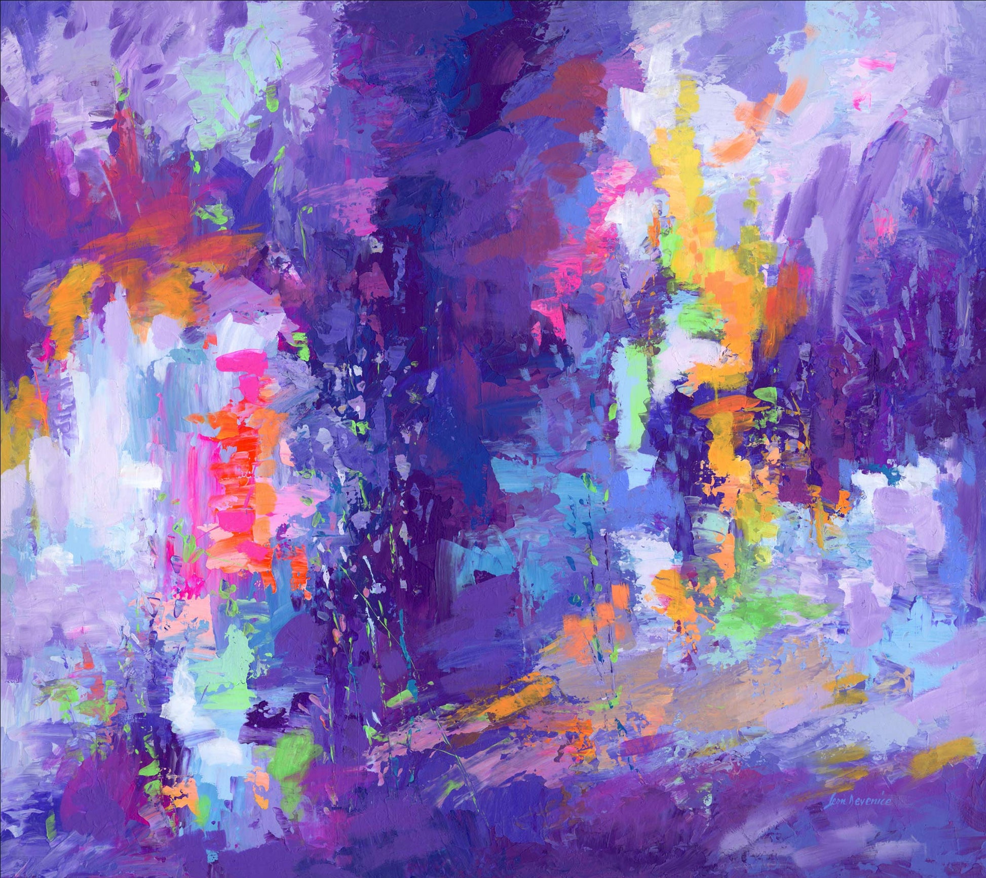 abstract landscape painting lavender
