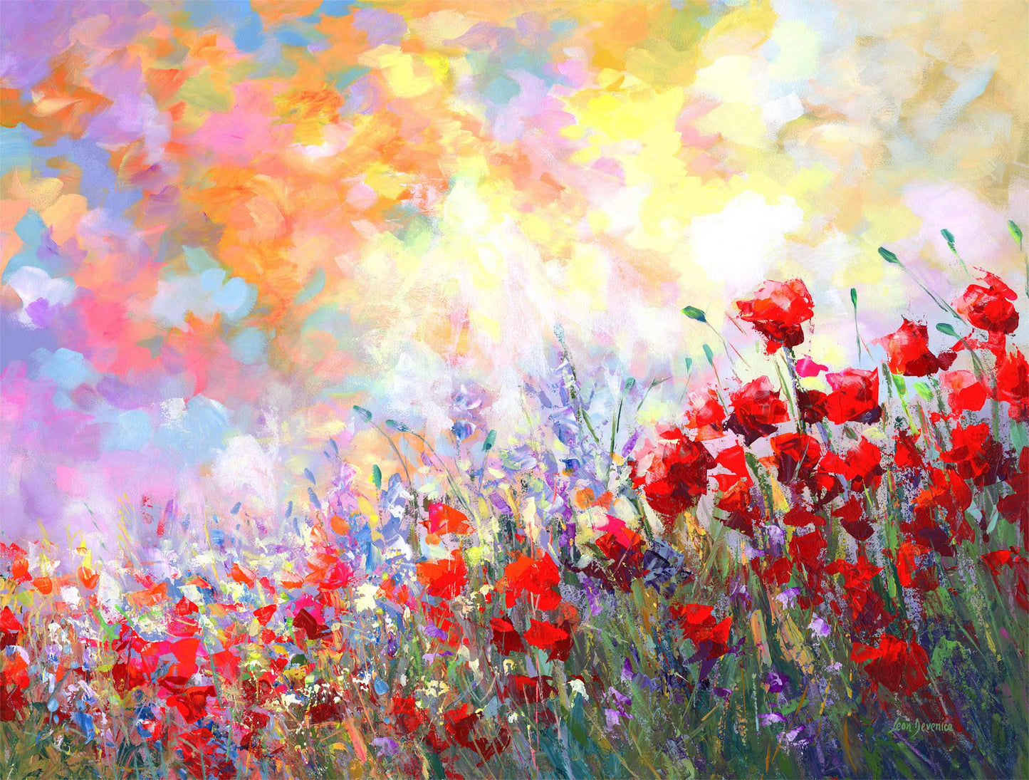 Colorful Wildflower field painting 