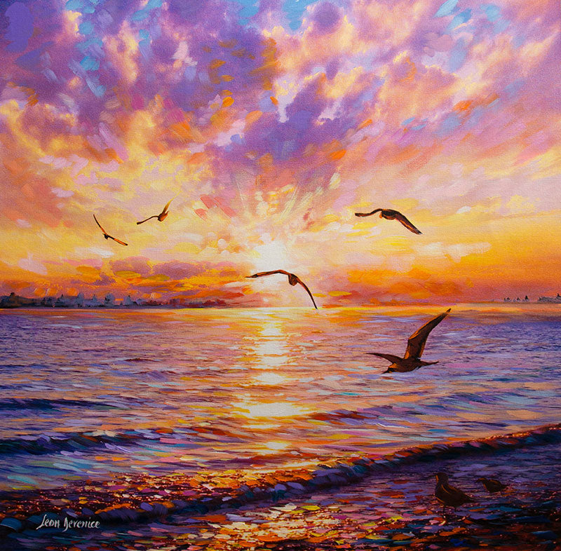 sunset painting , seascape painting 