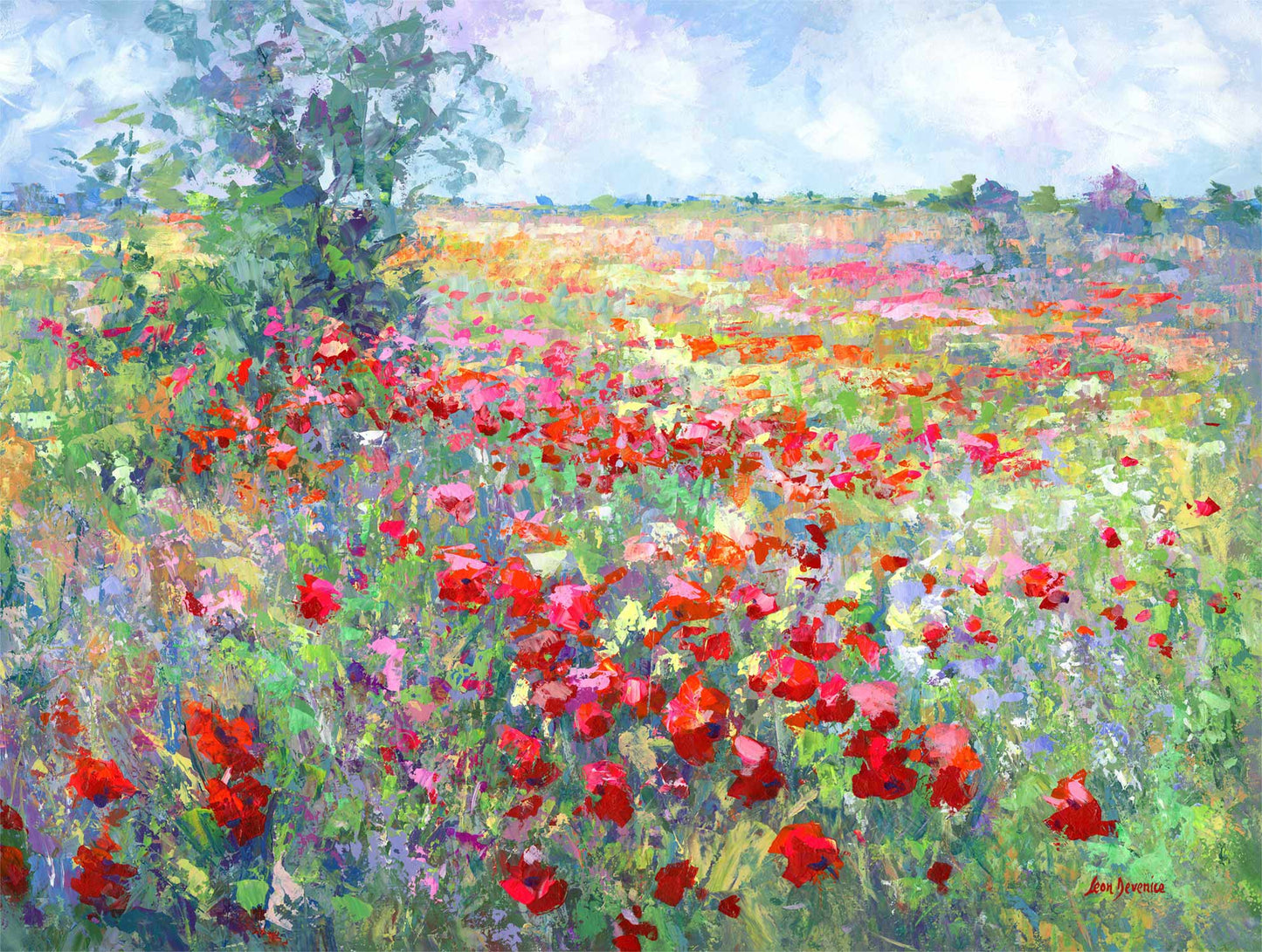 poppy flower field painting