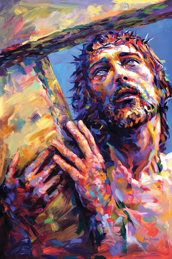 Jesus Christ carrying the cross painting