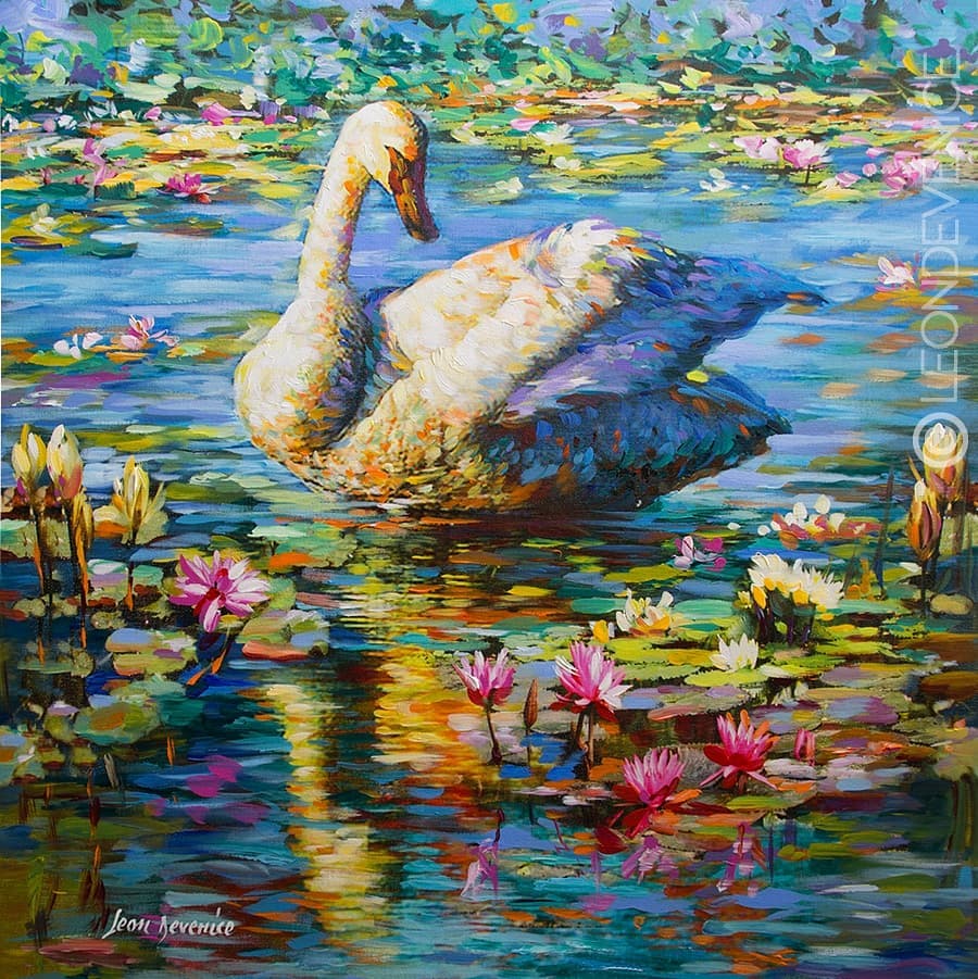 Leon Devenice, Swan painting, Swan art 
