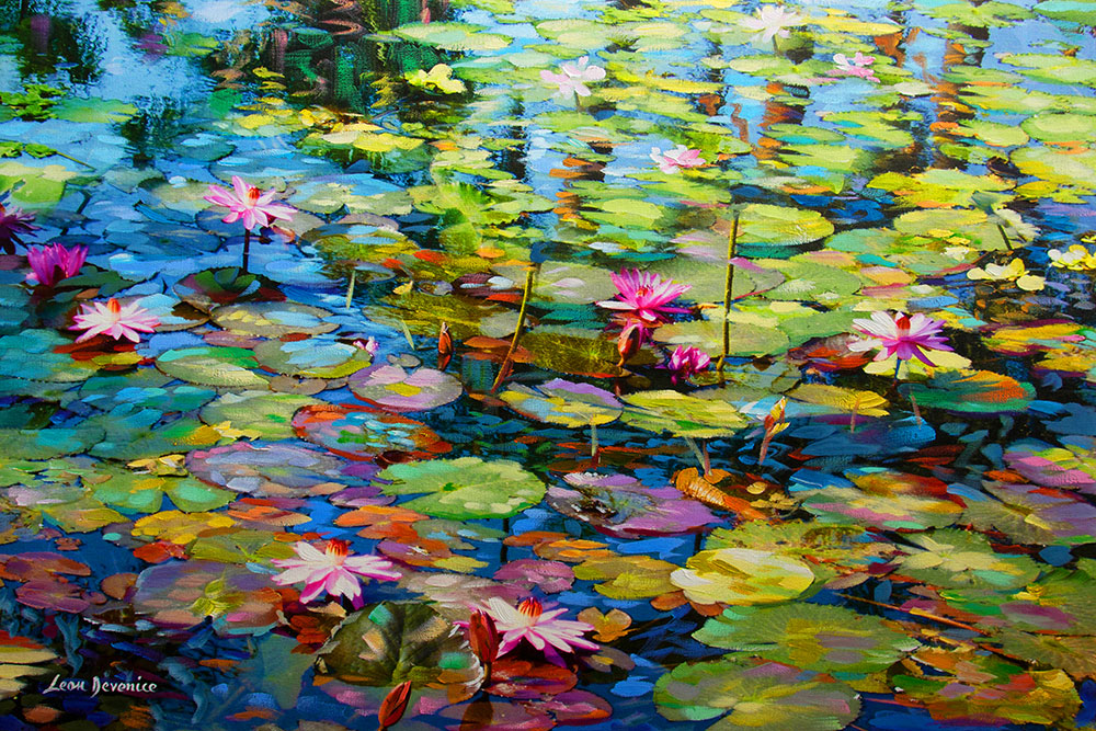 Lily pond painting , impressionism 