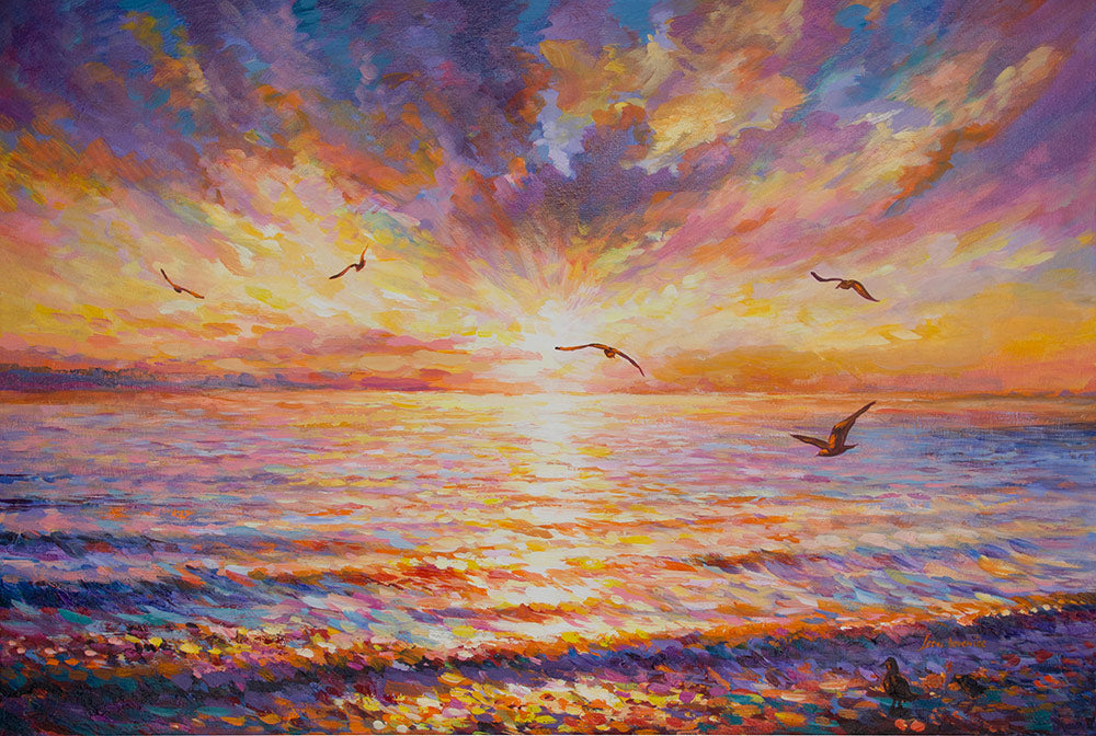 sunset over ocean painting 