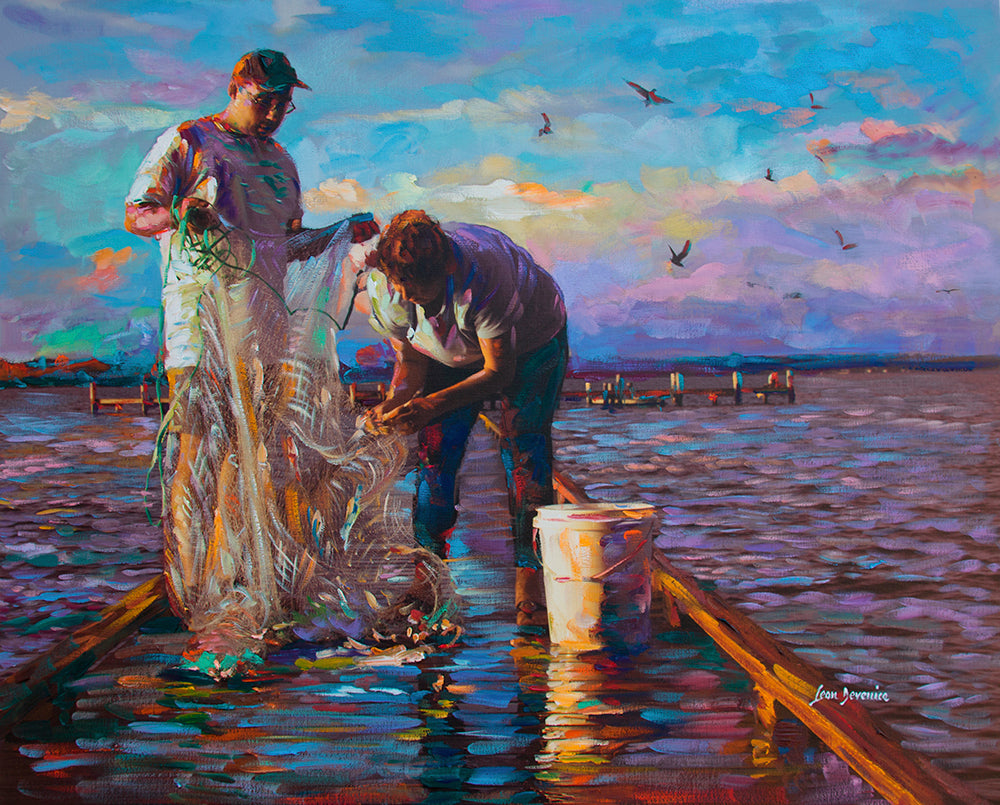 fishing painting on canvas 