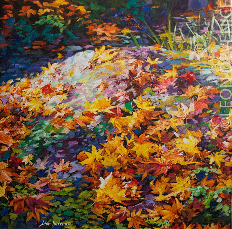 The Autumn leaves of red and gold — Oil painting on canvas by Leon Devenice